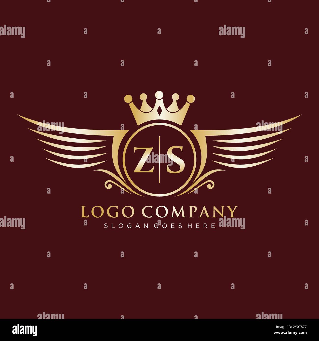 ZS Letter Initial with Royal Wing Logo Stock Vector
