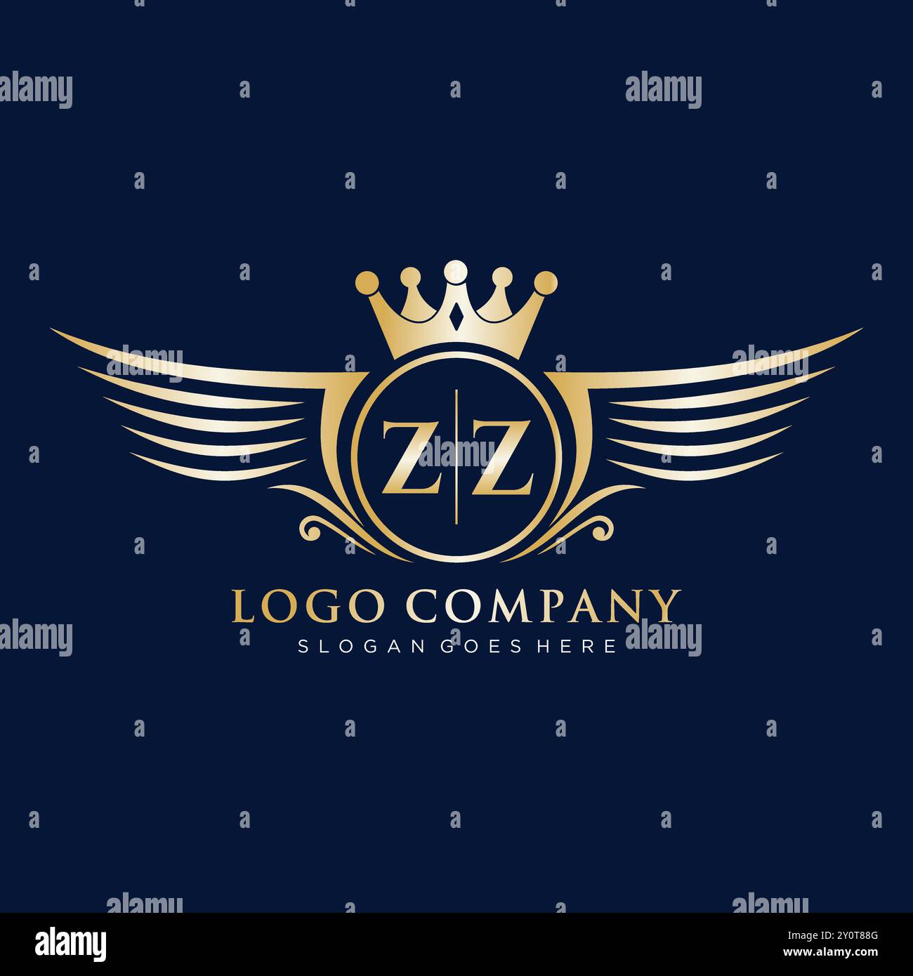 ZZ Letter Initial with Royal Wing Logo Stock Vector Image & Art - Alamy