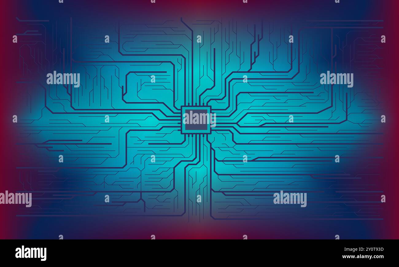 Circuit board elements in blue on technology dark background, AI ...