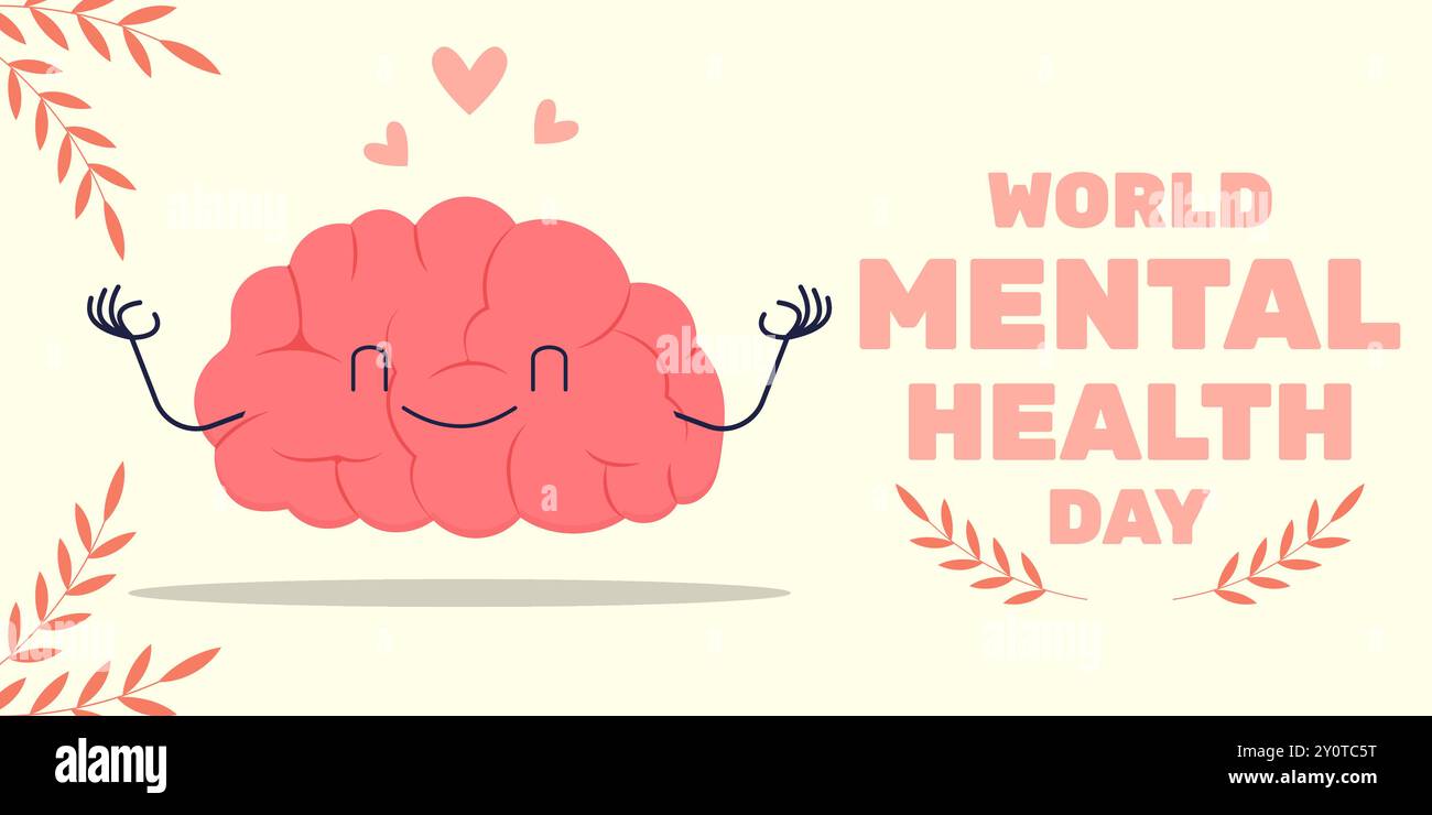 horizontal banner illustration for world mental health day Stock Vector ...