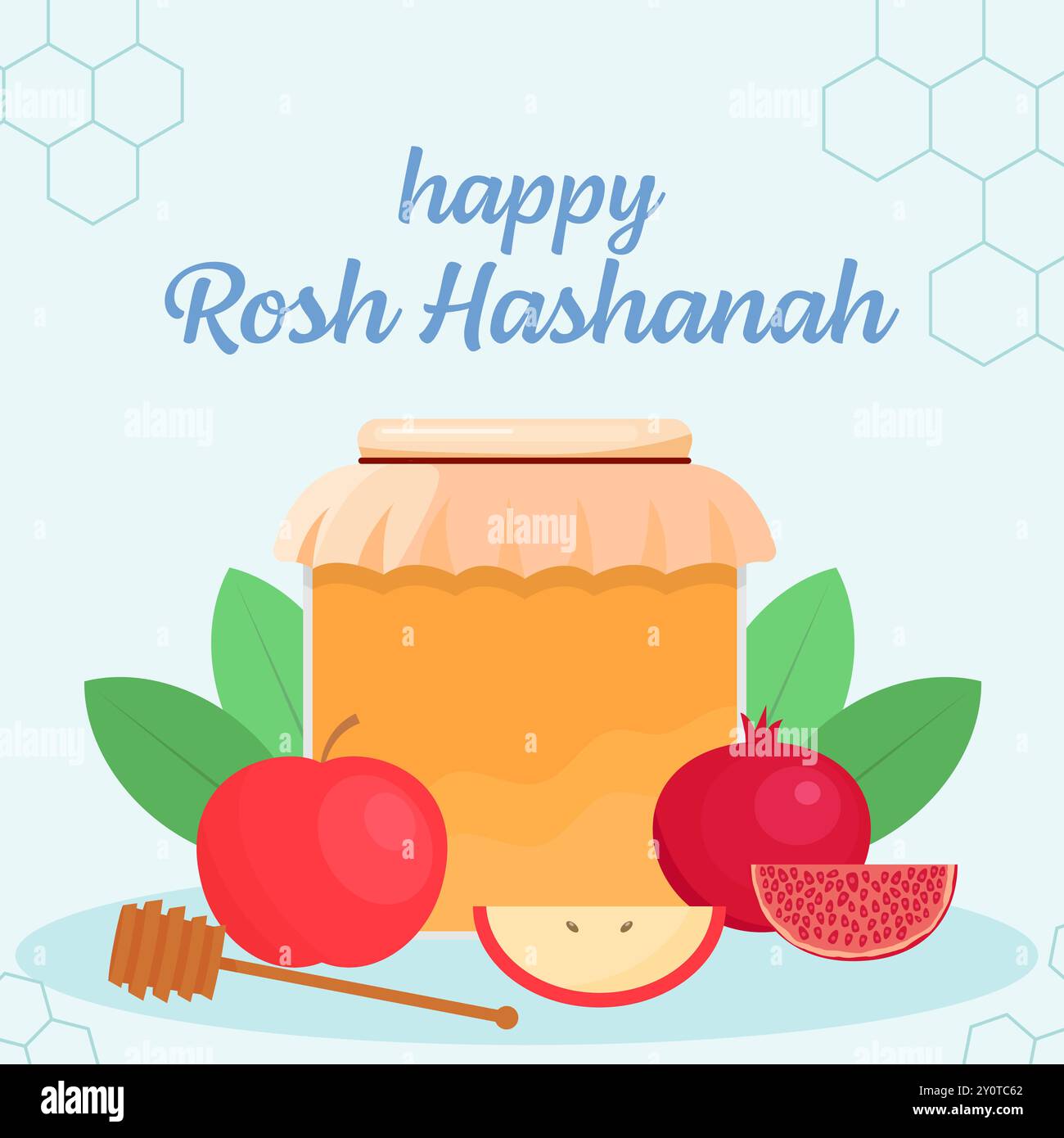 happy rosh hashanah illustration in flat design style Stock Vector ...
