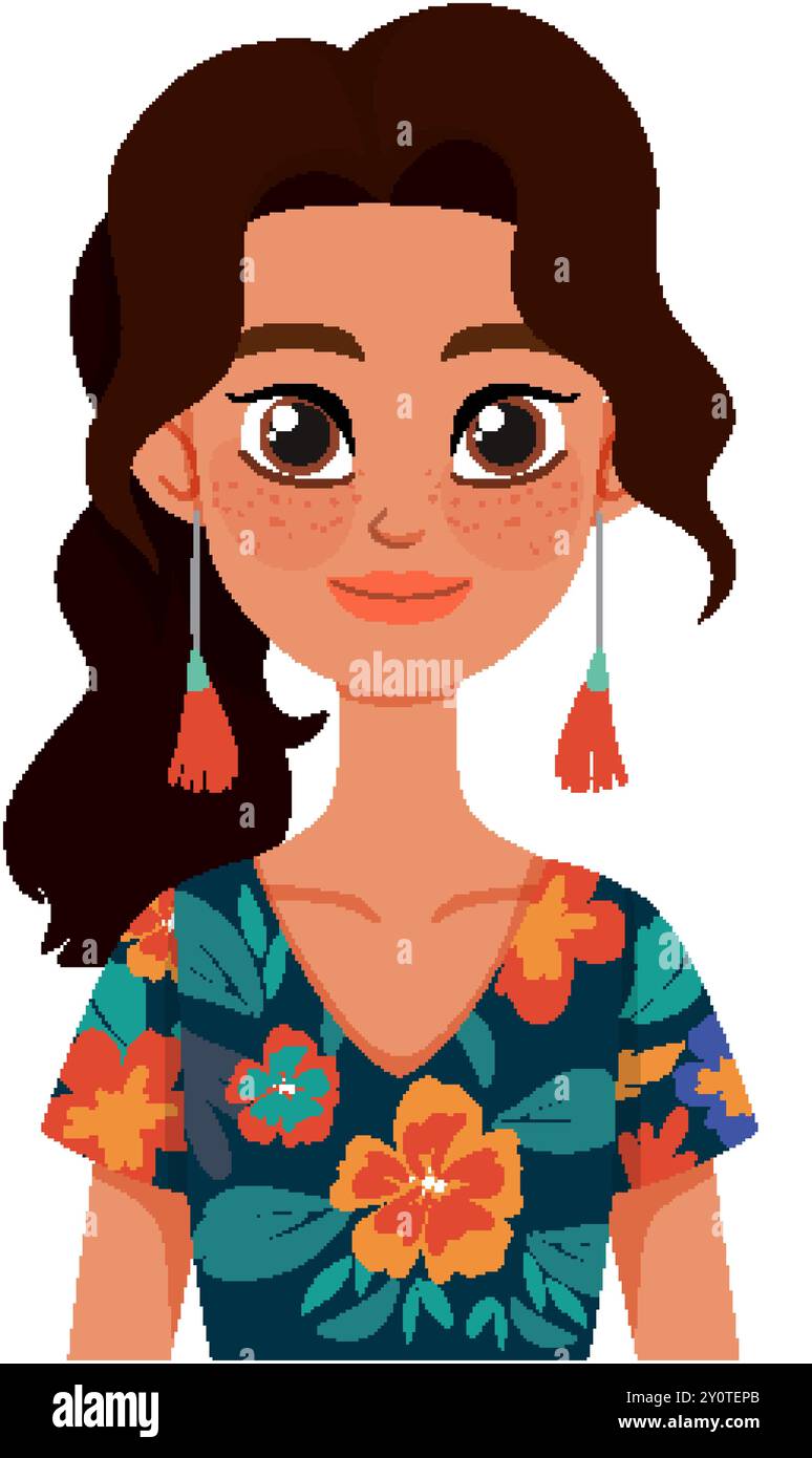 Illustration of a woman with floral attire Stock Vector Image & Art - Alamy