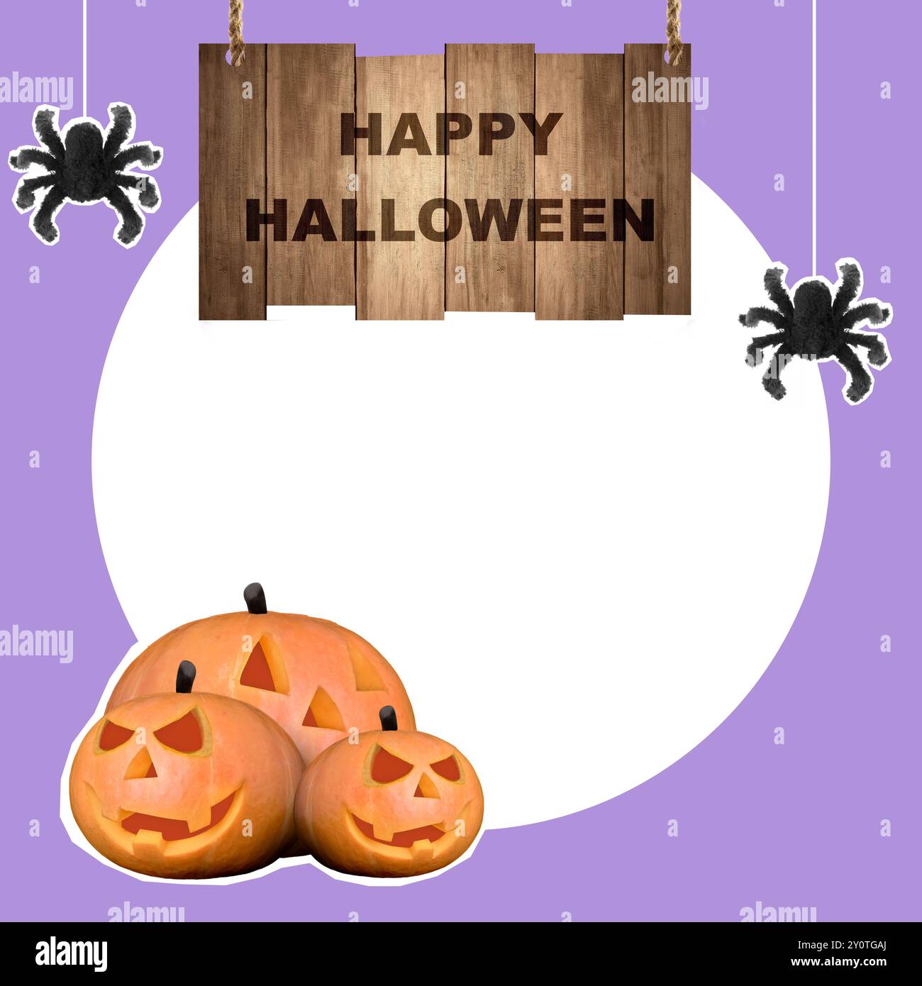 A sign that says Happy Halloween hangs above a picture of three ...