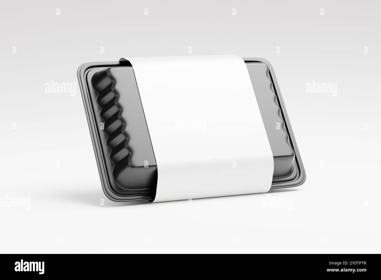 Empty Box Disposable Empty black plastic disposable take out container 3d rendering isolated ...