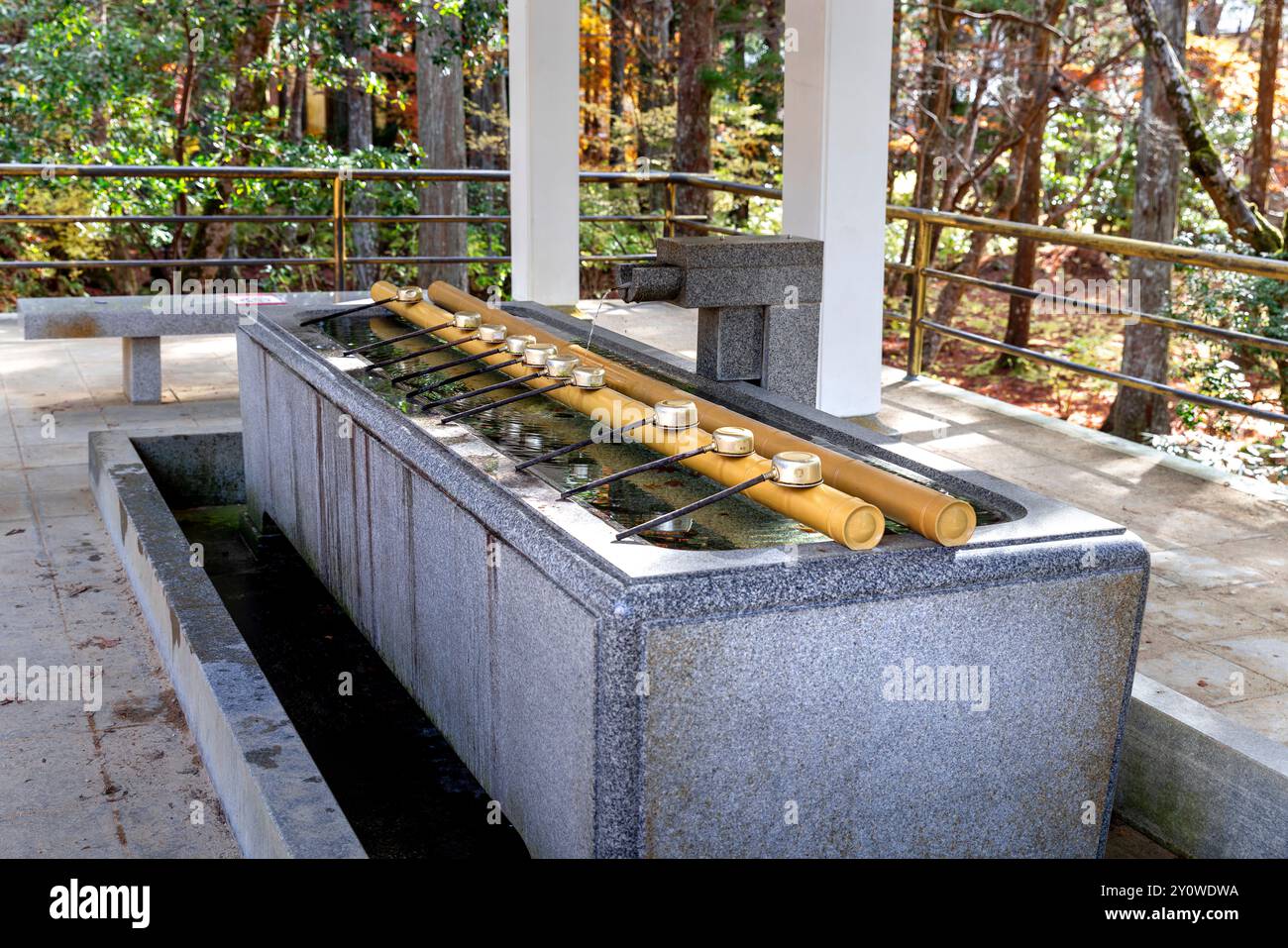water for ritual cleansing at the entrance of a japanese buddhist ...
