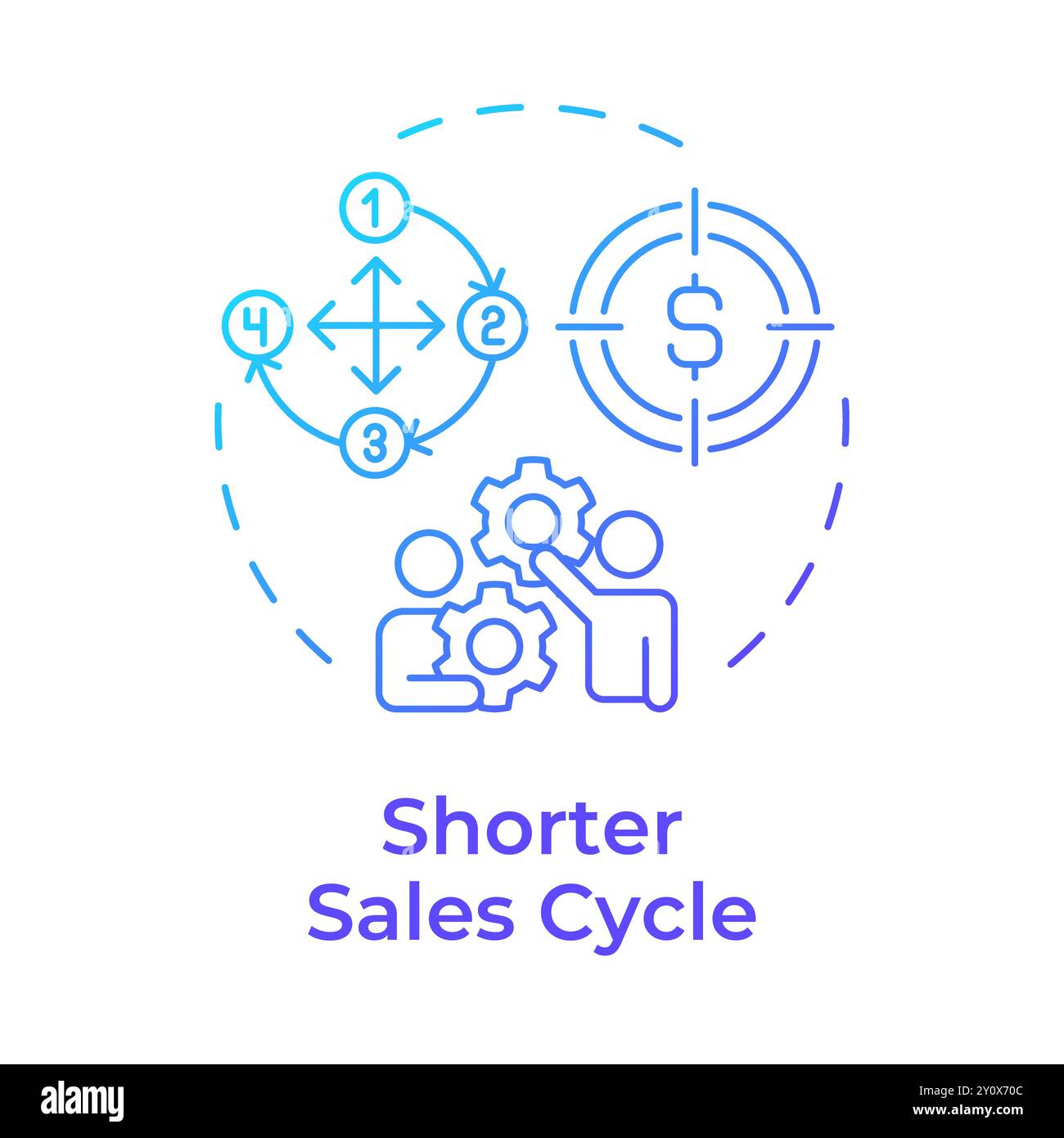 Shorter sales cycle blue gradient concept icon Stock Vector