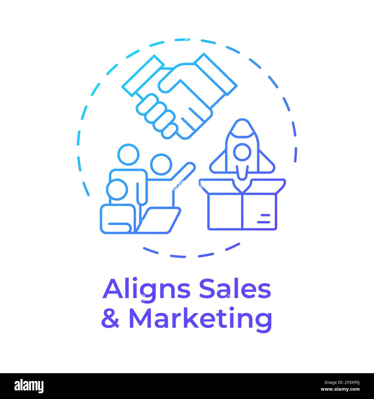 Aligns sales and marketing blue gradient concept icon Stock Vector