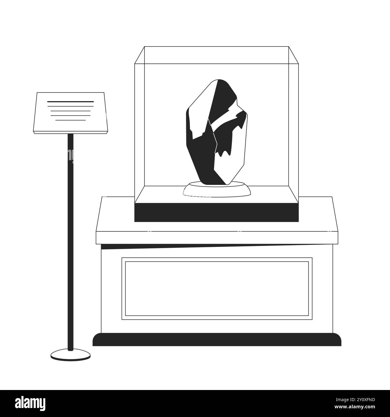 Antique gem exhibit black and white 2D line cartoon object Stock Vector