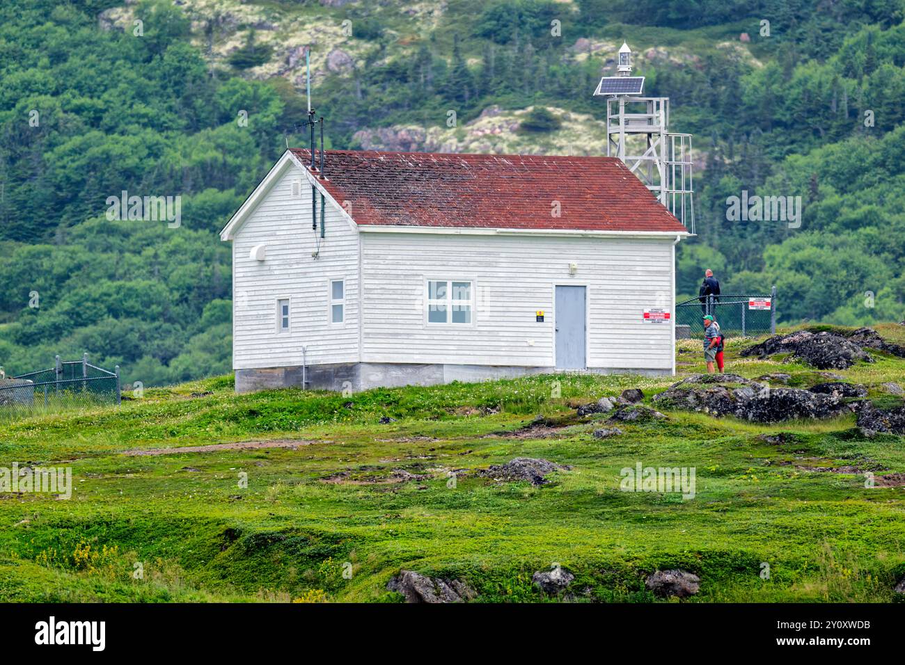 The lighthouse on Saddle Island, Red Bay, Labrador Stock Photo - Alamy