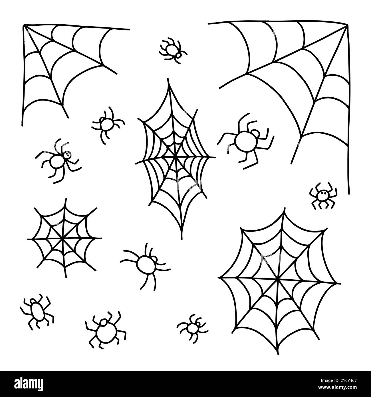 doodle spider web set Stock Vector Image & Art - Alamy