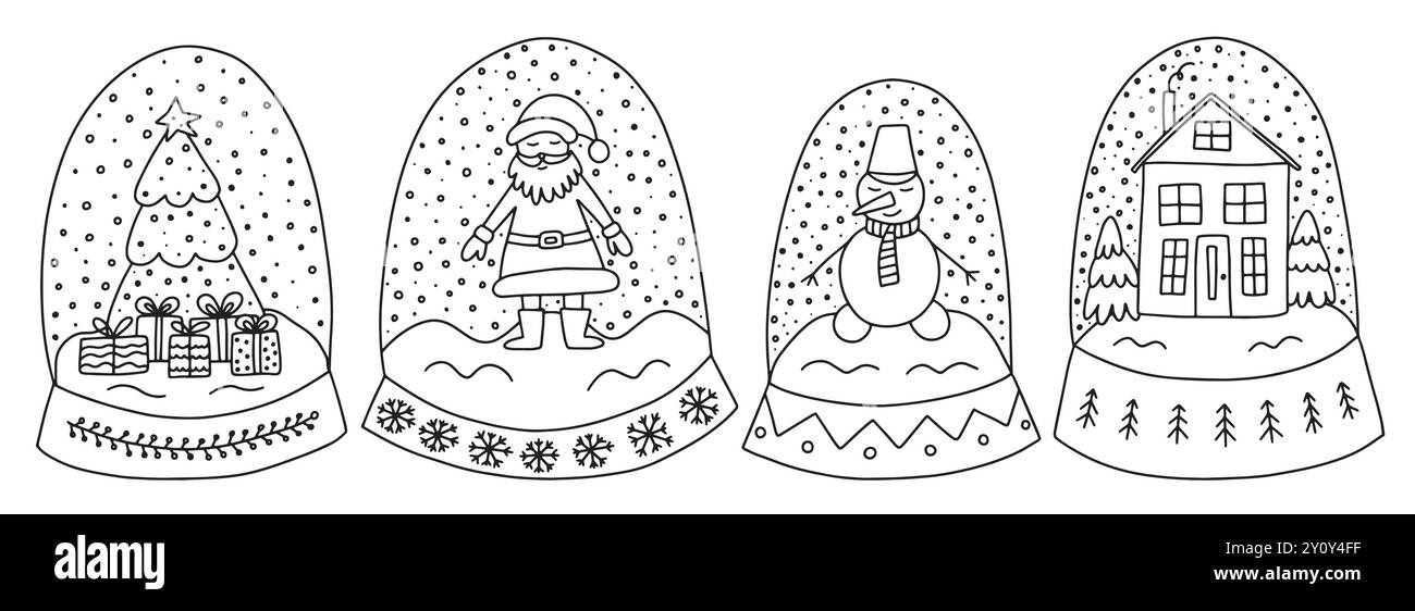 Set of doodle snow globes Christmas vector set Stock Vector Image & Art ...