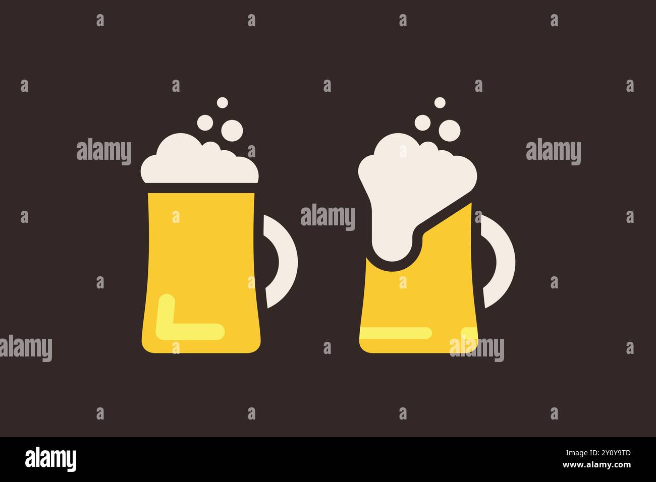 couple beer glasses icons in simple style Stock Vector