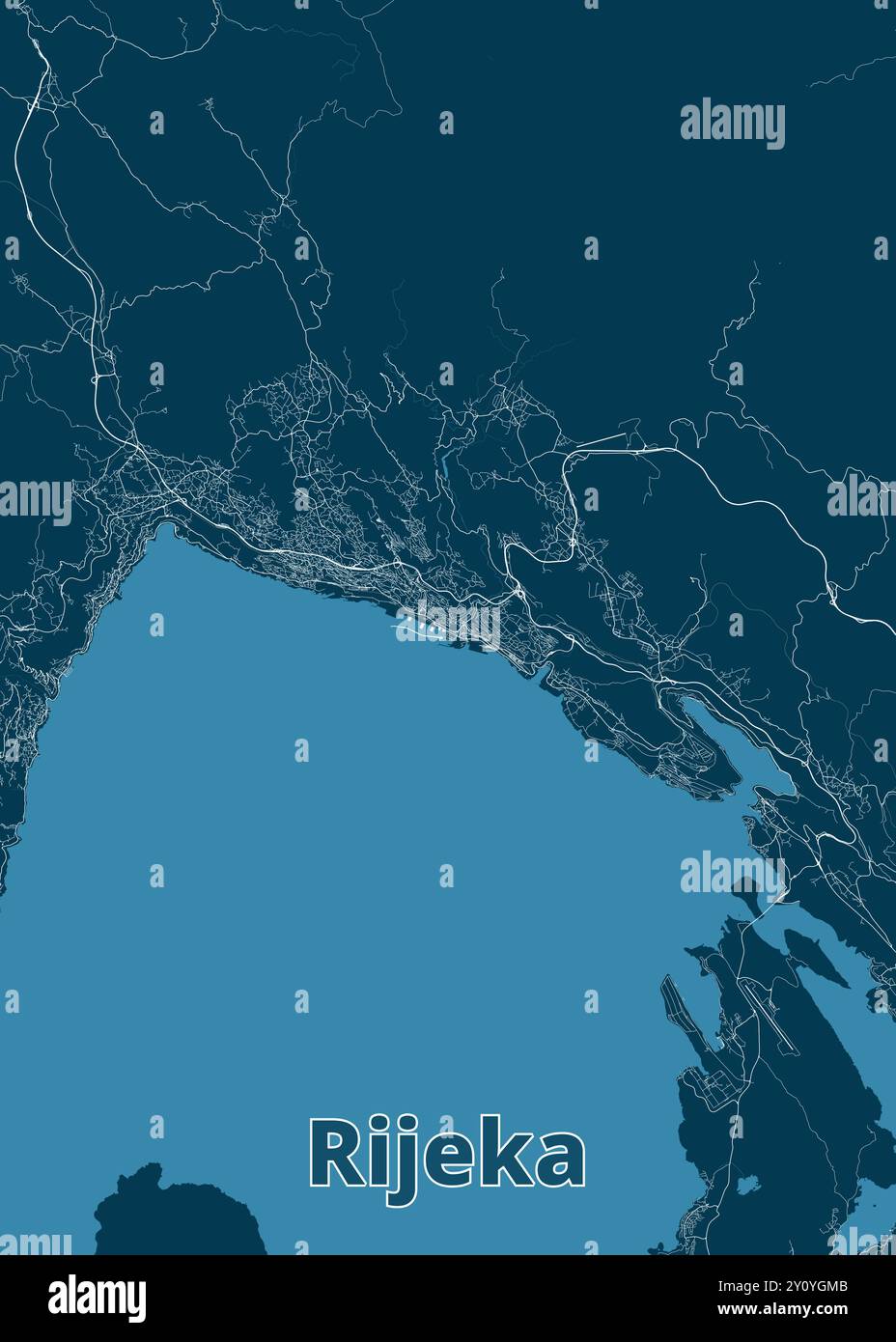 Rijeka, Croatia artistic blueprint poster map Stock Vector Image & Art ...