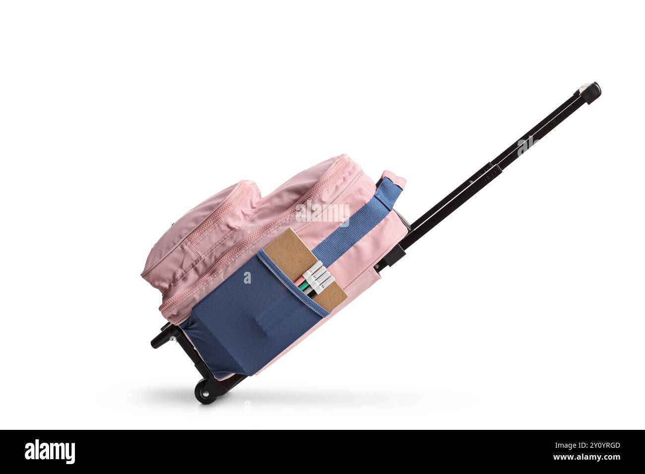 School rolling backpack with handle isolated on white background Stock ...