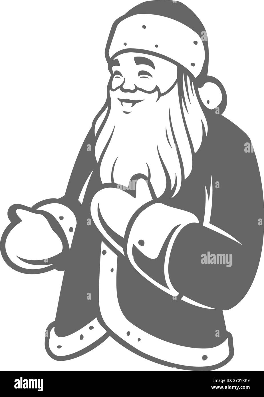 Vector illustration of silhouette of delighted Santa Claus speaking and gesticulating as symbol of Christmas day Stock Vector