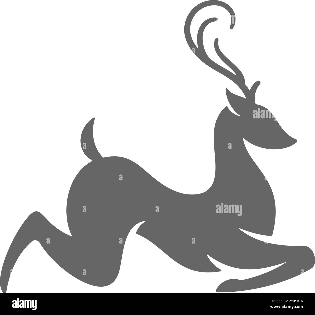 Vector illustration of silhouette of simple reindeer running and jumping as icon for Christmas celebration Stock Vector