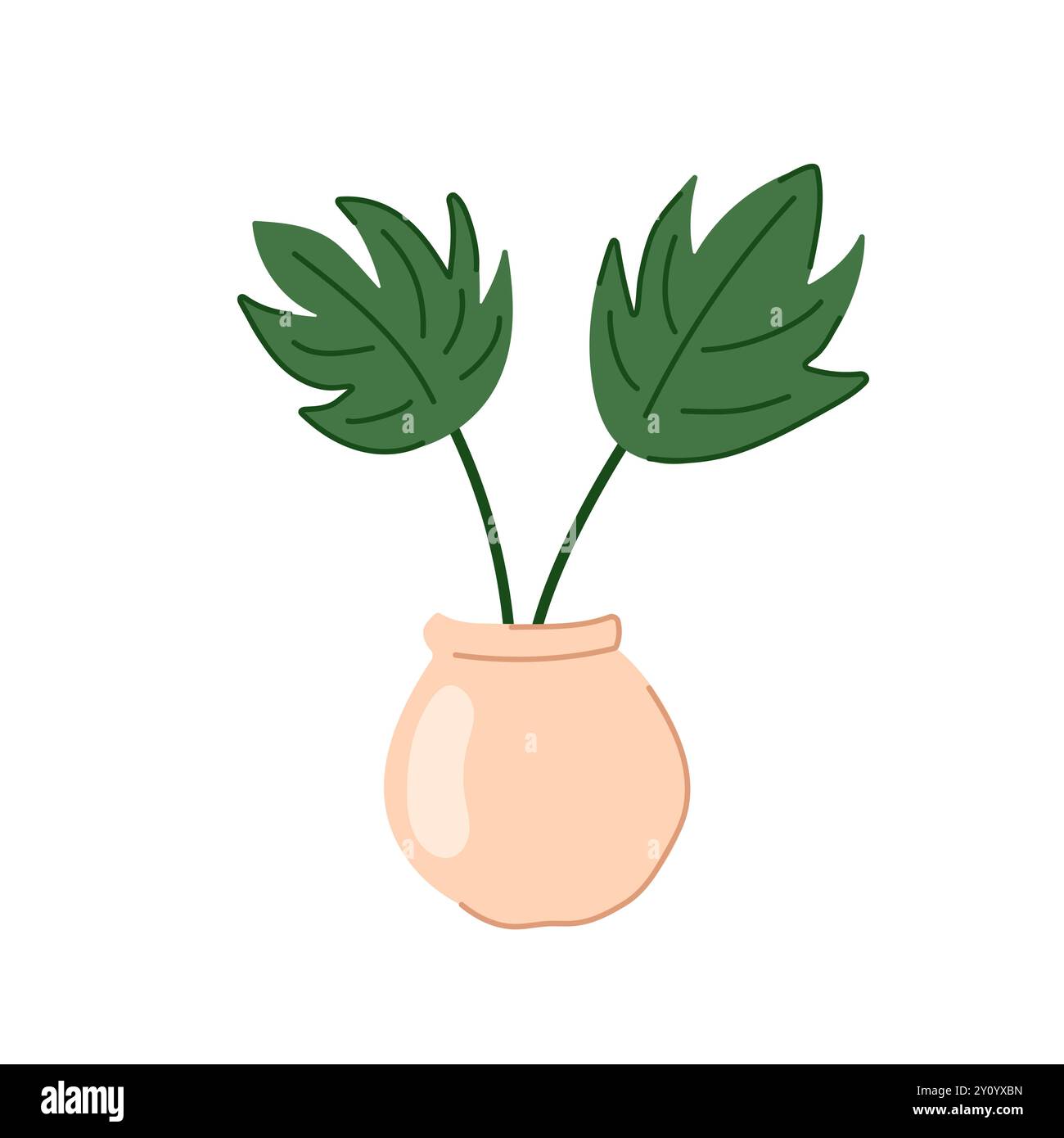 Monstera houseplant in pot for interior decoration in flat style ...