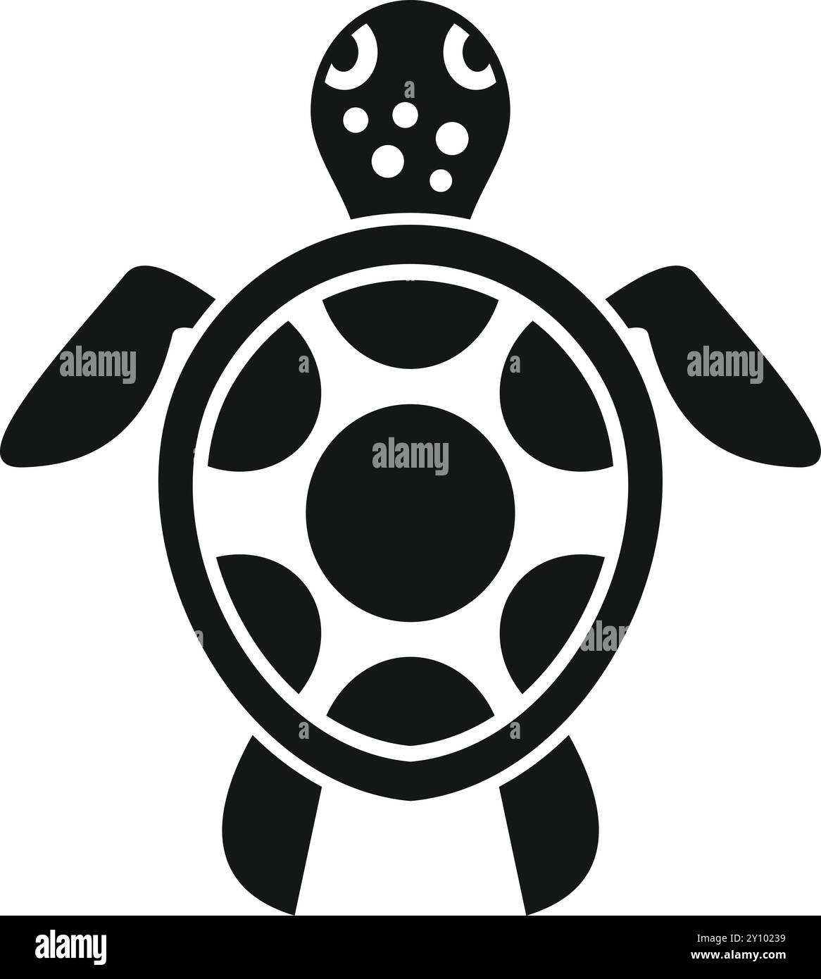 Black sea turtle icon representing a marine reptile swimming in the ...