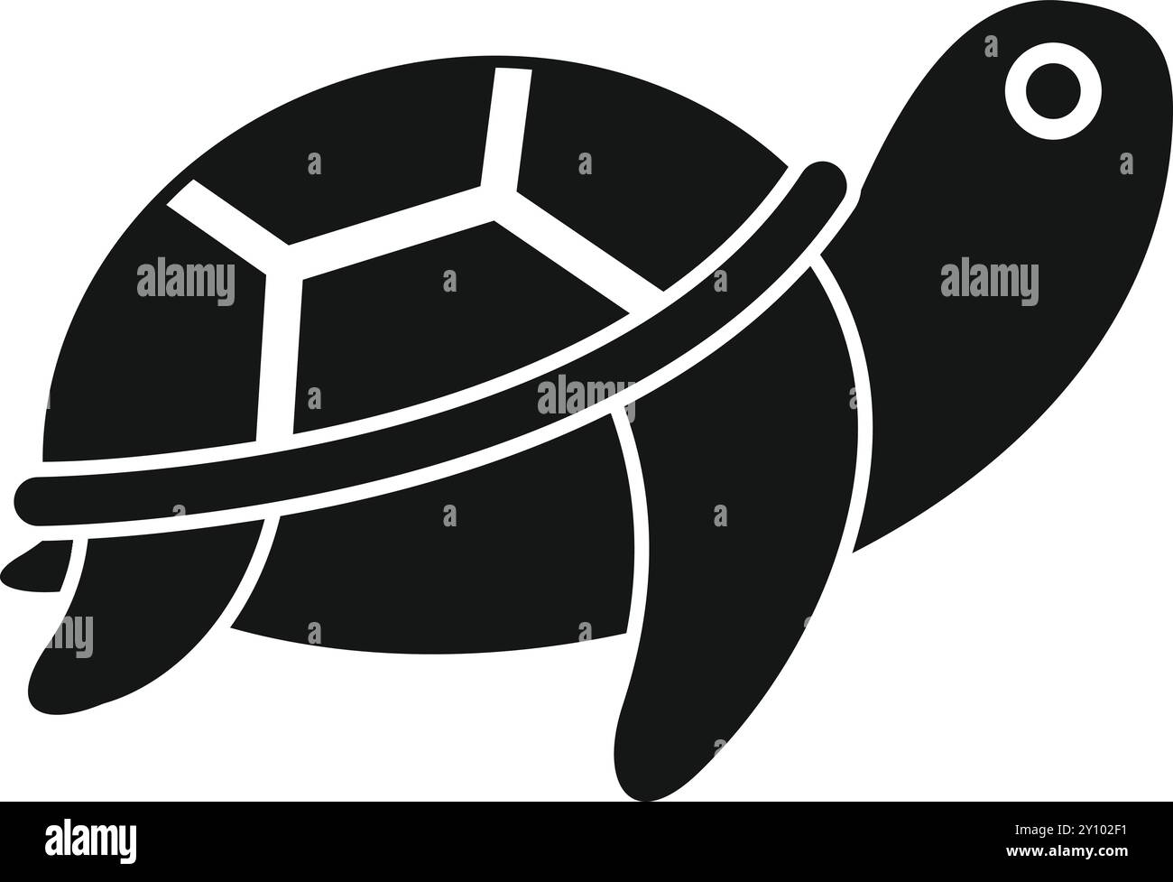 Black silhouette of a turtle walking in side view, isolated on a white ...