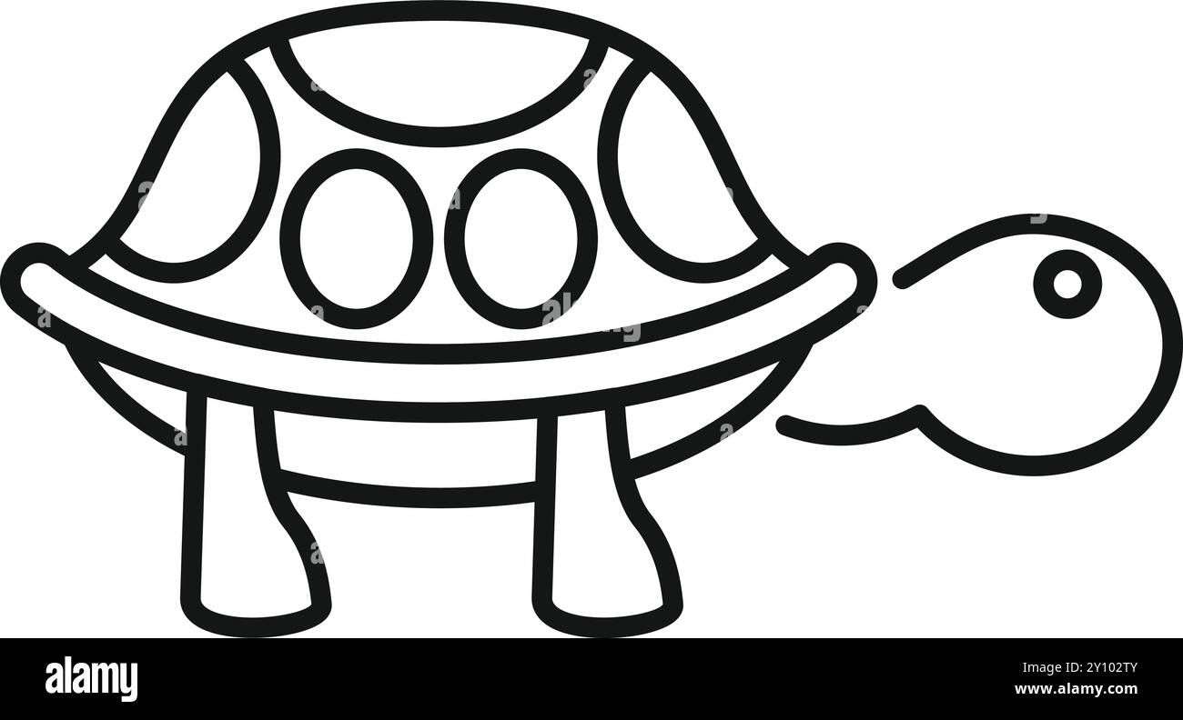Simple line drawing of a turtle walking in side view, minimalist style ...