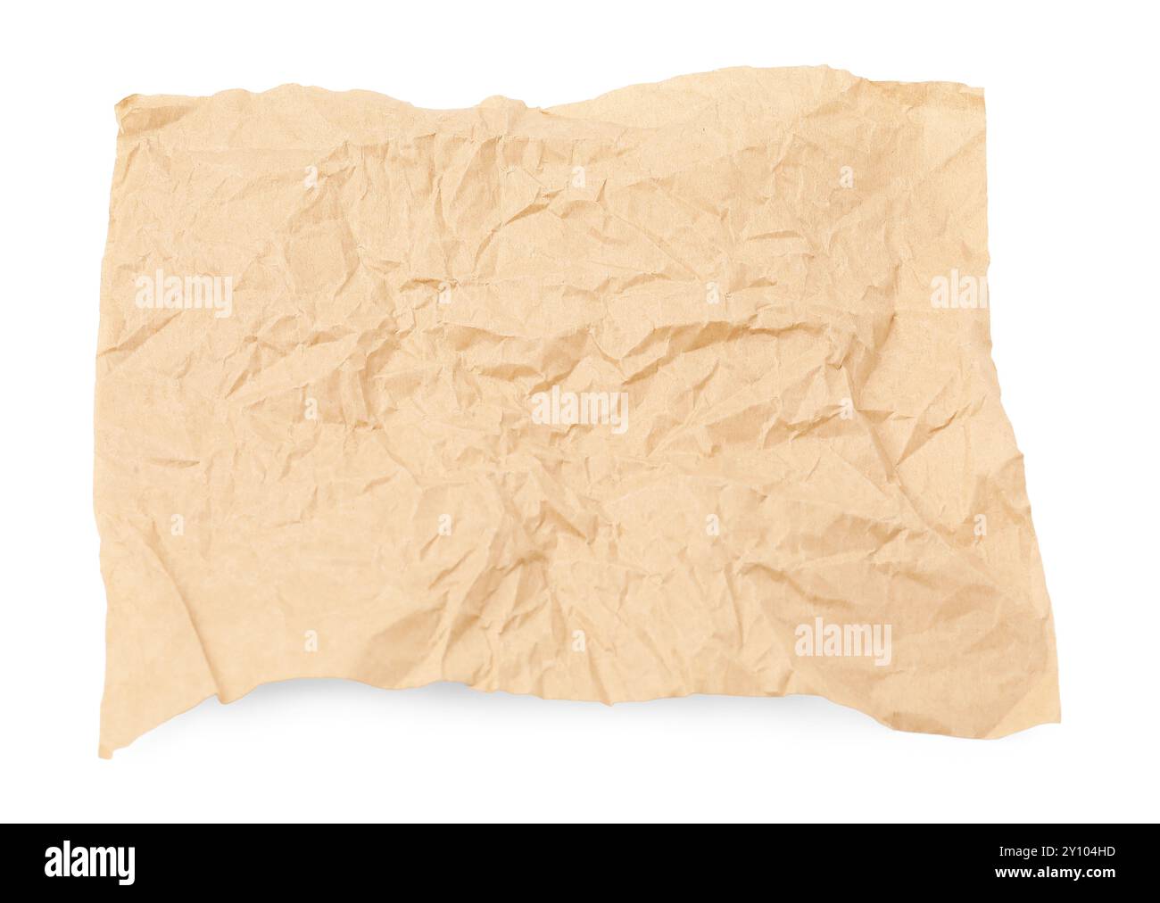 Crumpled kraft paper sheet isolated on white Stock Photo - Alamy