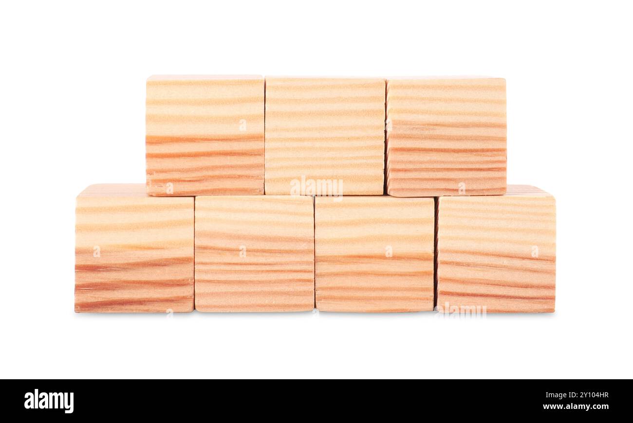 Many blank wooden cubes isolated on white Stock Photo - Alamy