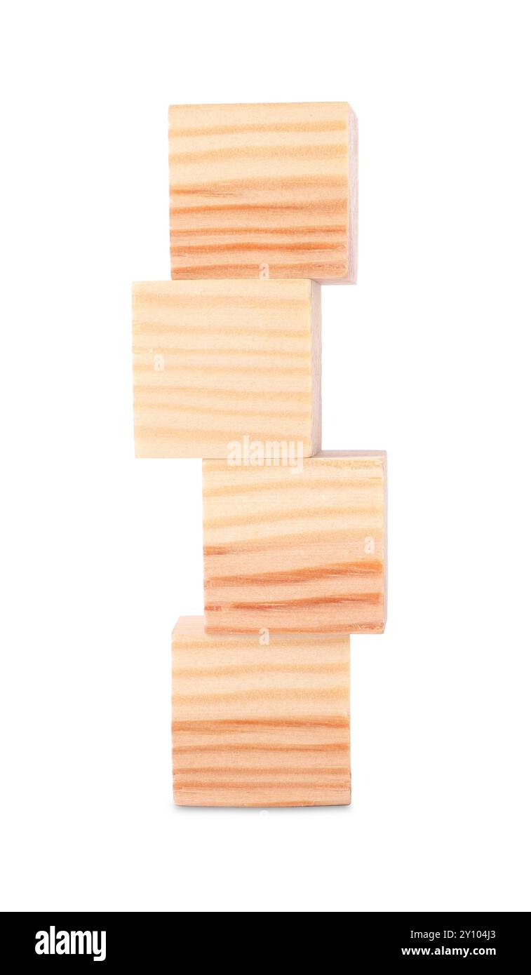 Stack of blank wooden cubes isolated on white Stock Photo - Alamy