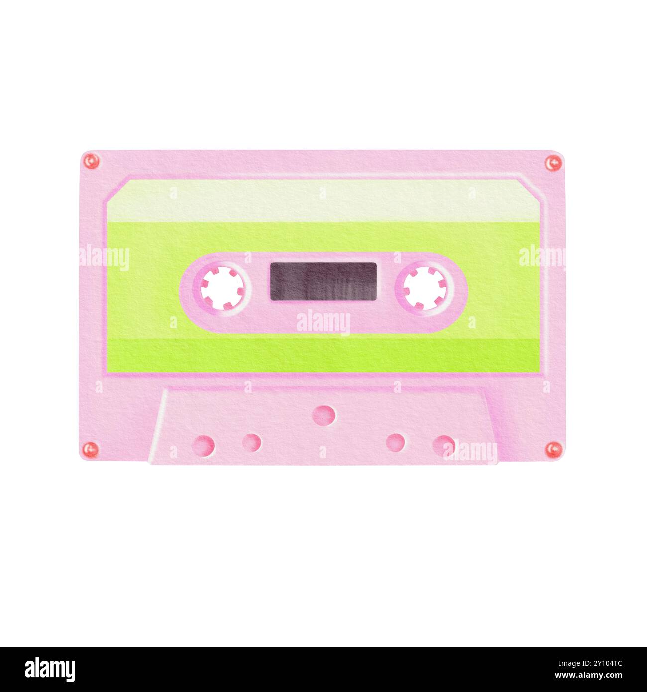 Cassette from portable 80's, 90's style retro player in pink color ...