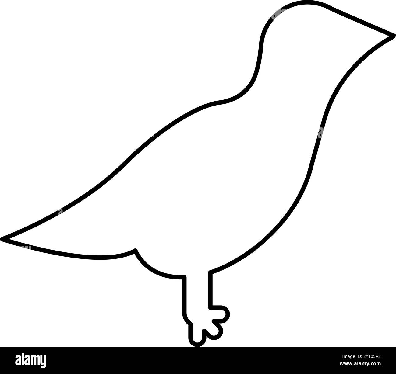 Bird contour outline line icon black color vector illustration image ...