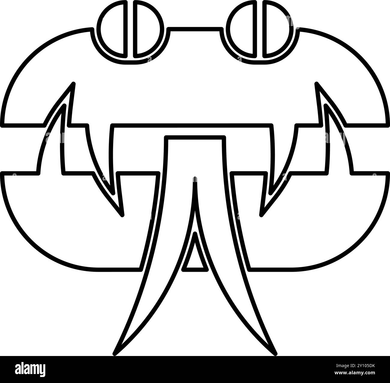 Head snake contour outline line icon black color vector illustration ...