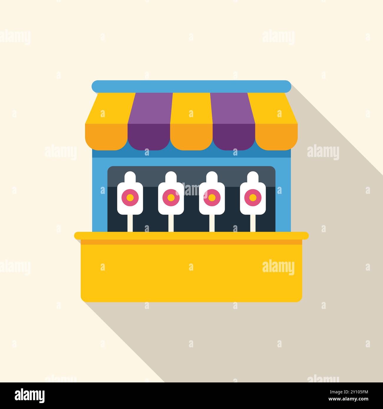 Shooting gallery booth with targets at amusement park, offering