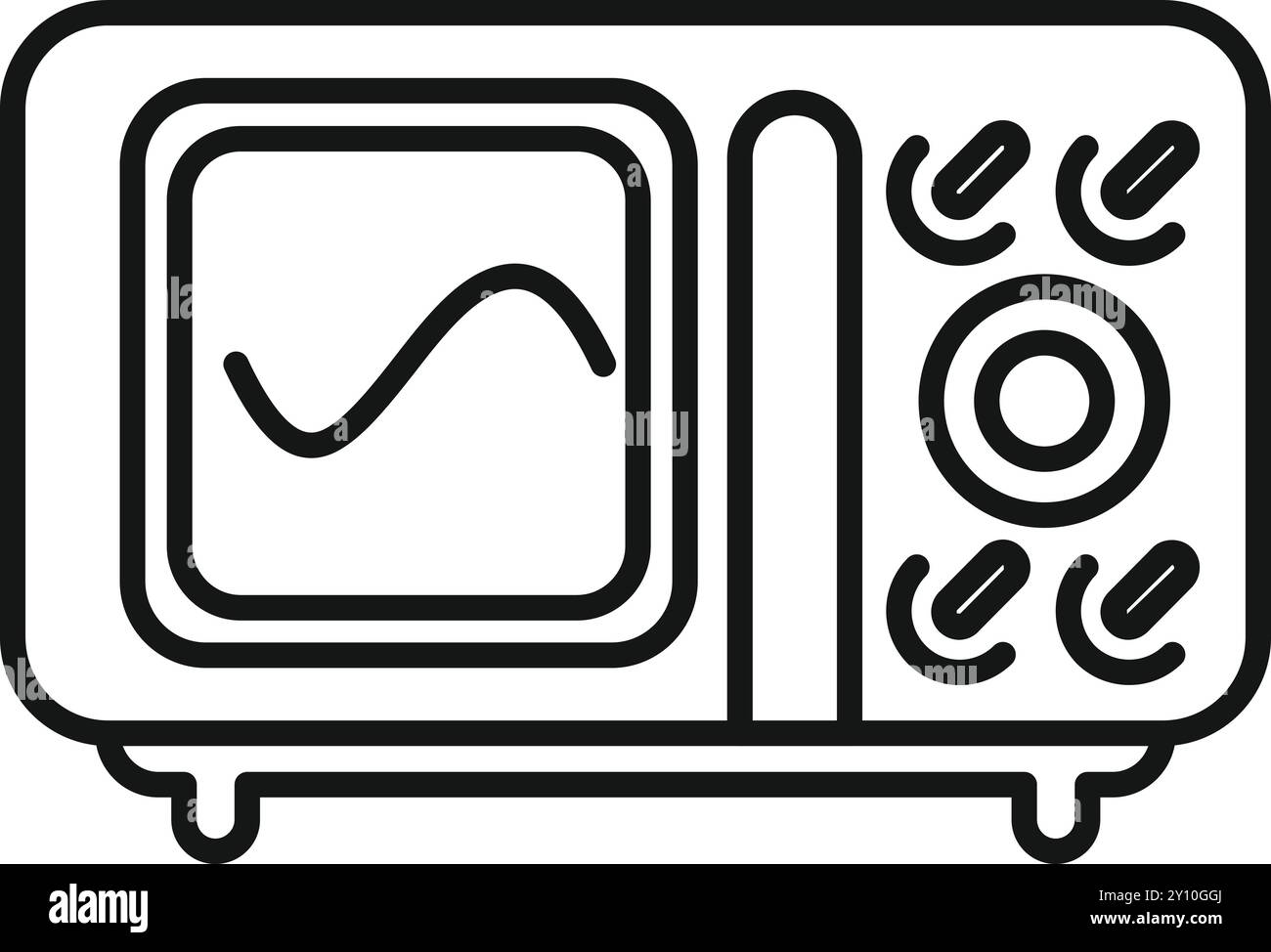 Line art vector icon of an oscilloscope displaying a sinusoidal signal ...