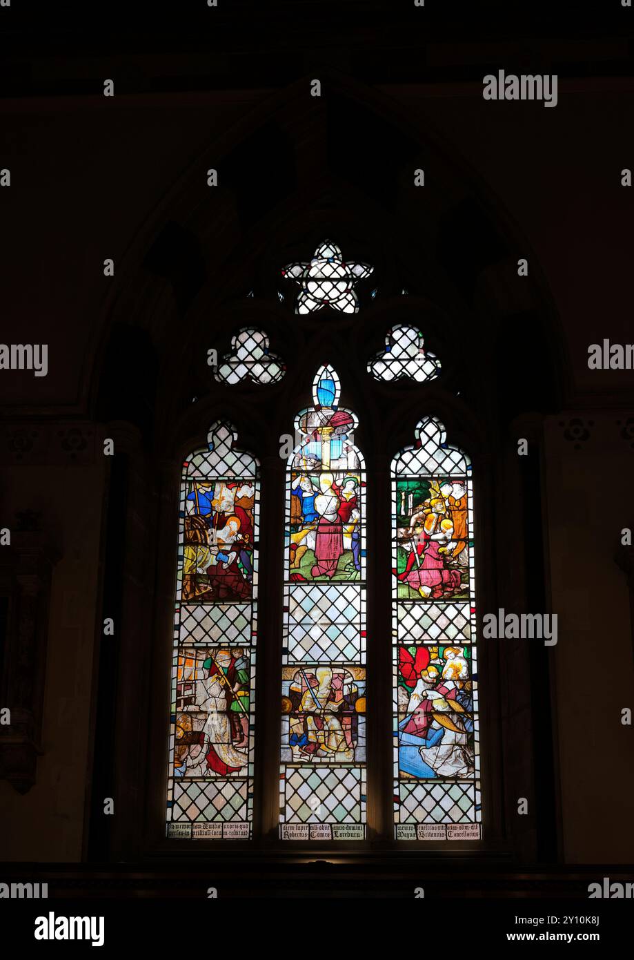 Window in the christian chapel at Balliol College, University of Oxford ...