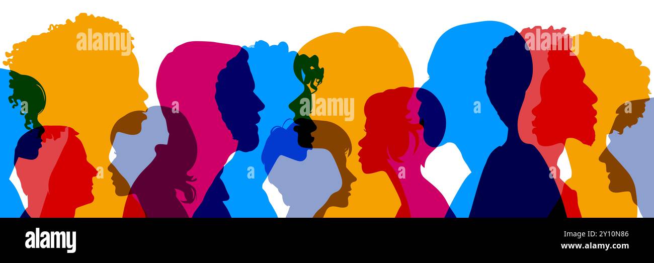 Crowd silhouette head heads hi-res stock photography and images - Alamy