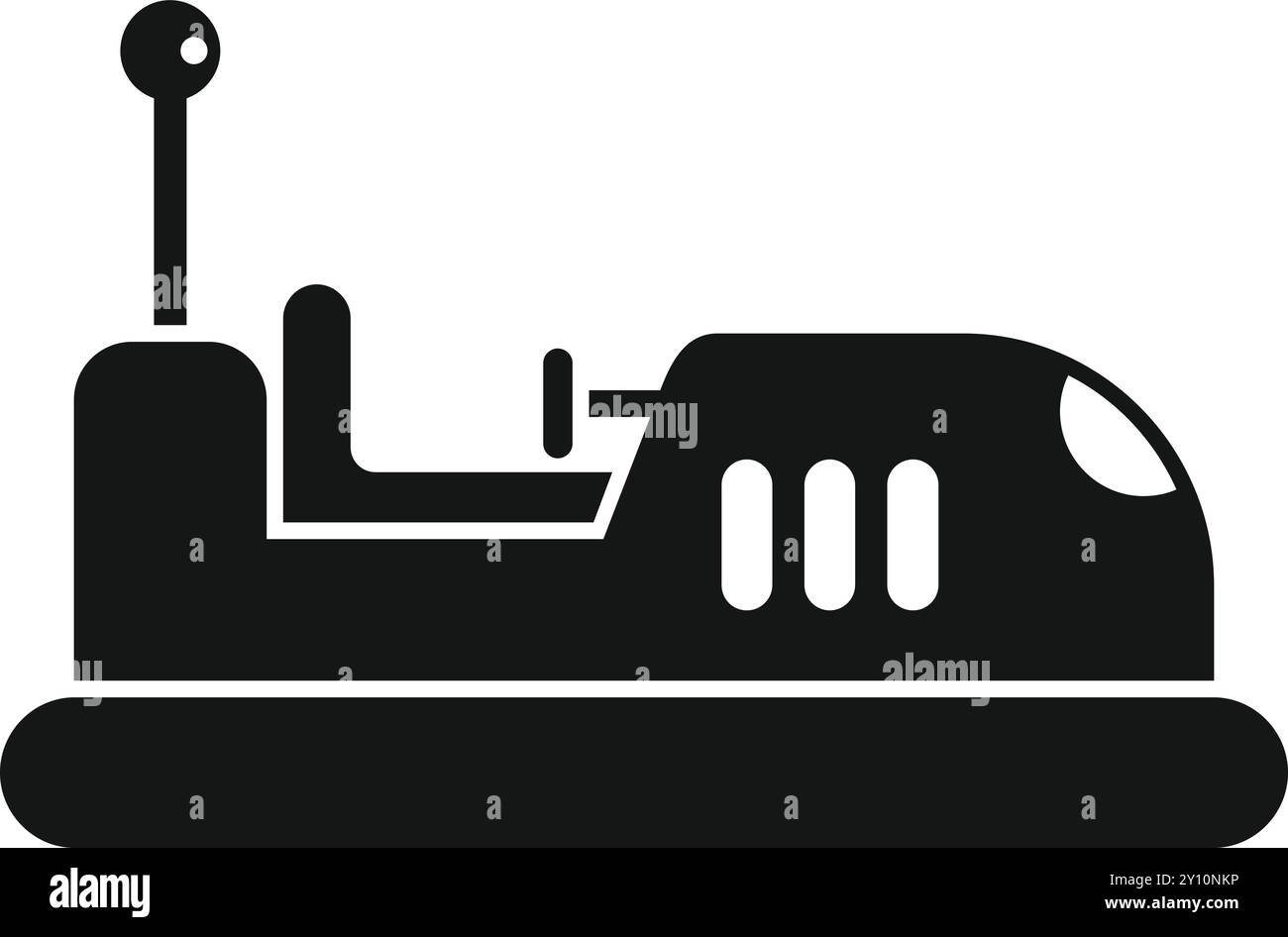 This simple black and white vector icon represents a bumper car ...