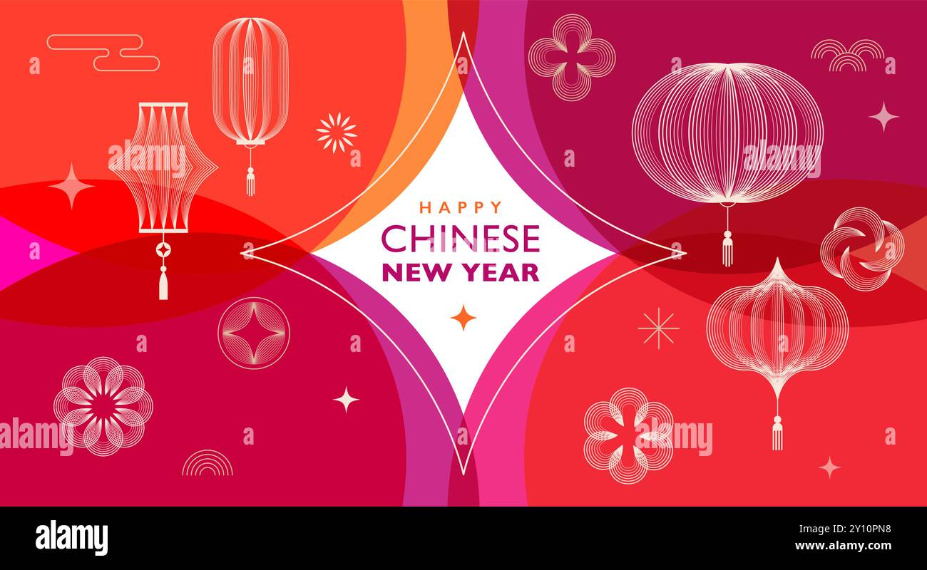 Chinese new year 2025. Abstract art, illustrations, poster, banner. Red