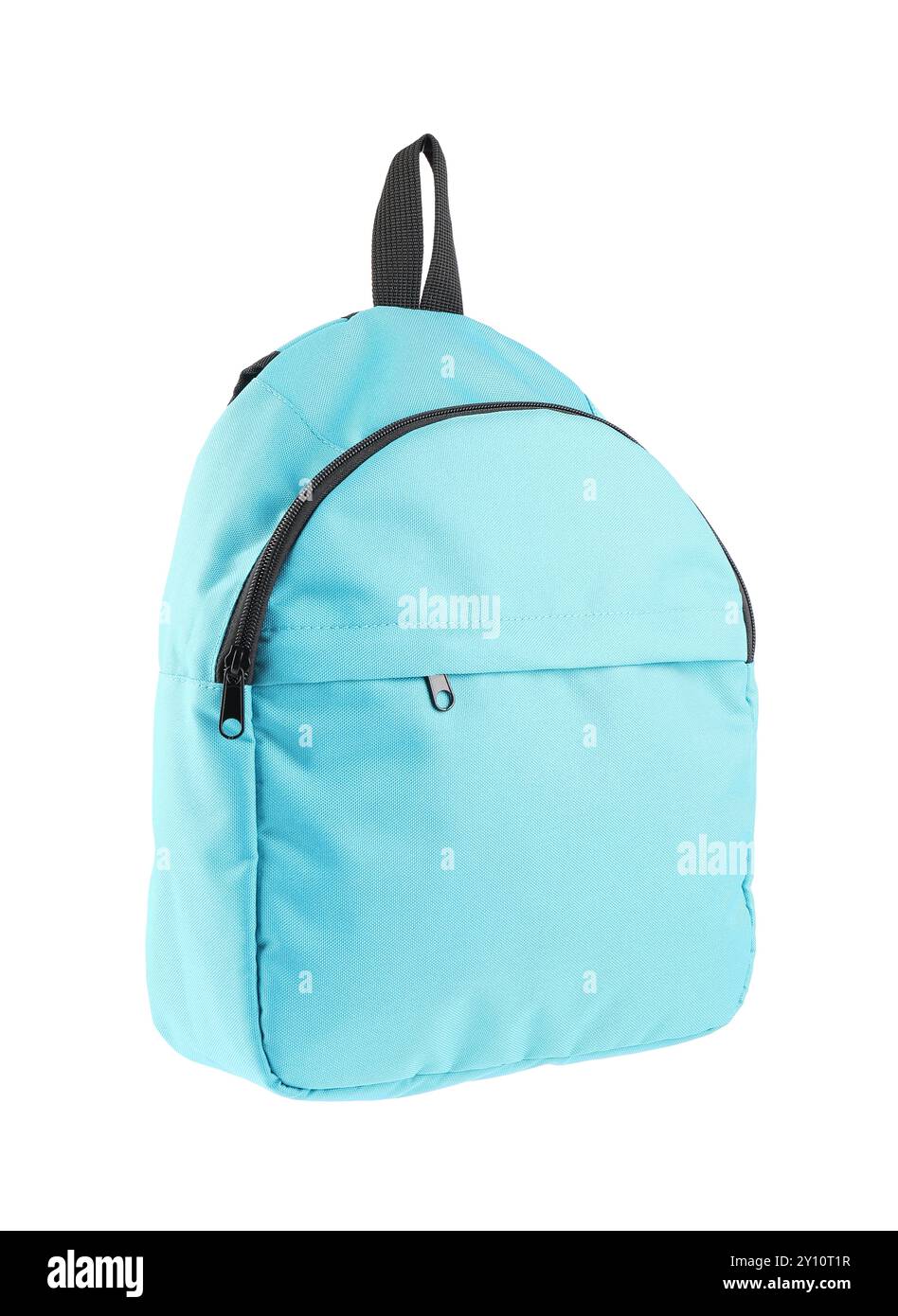 One stylish light blue backpack isolated on white Stock Photo - Alamy