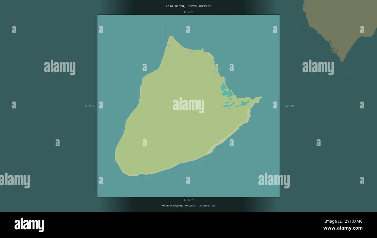 Beata Map Isla Beata in the Caribbean Sea, belonging to Dominican Republic ...