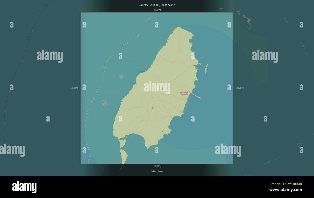 Barrow Island In The Indian Ocean Belonging To Australia Described Barrow Island In The Indian Ocean Belonging To Australia Described And Highlighted On A Topographic Osm Humanitarian Style Map 2Y10XM8
