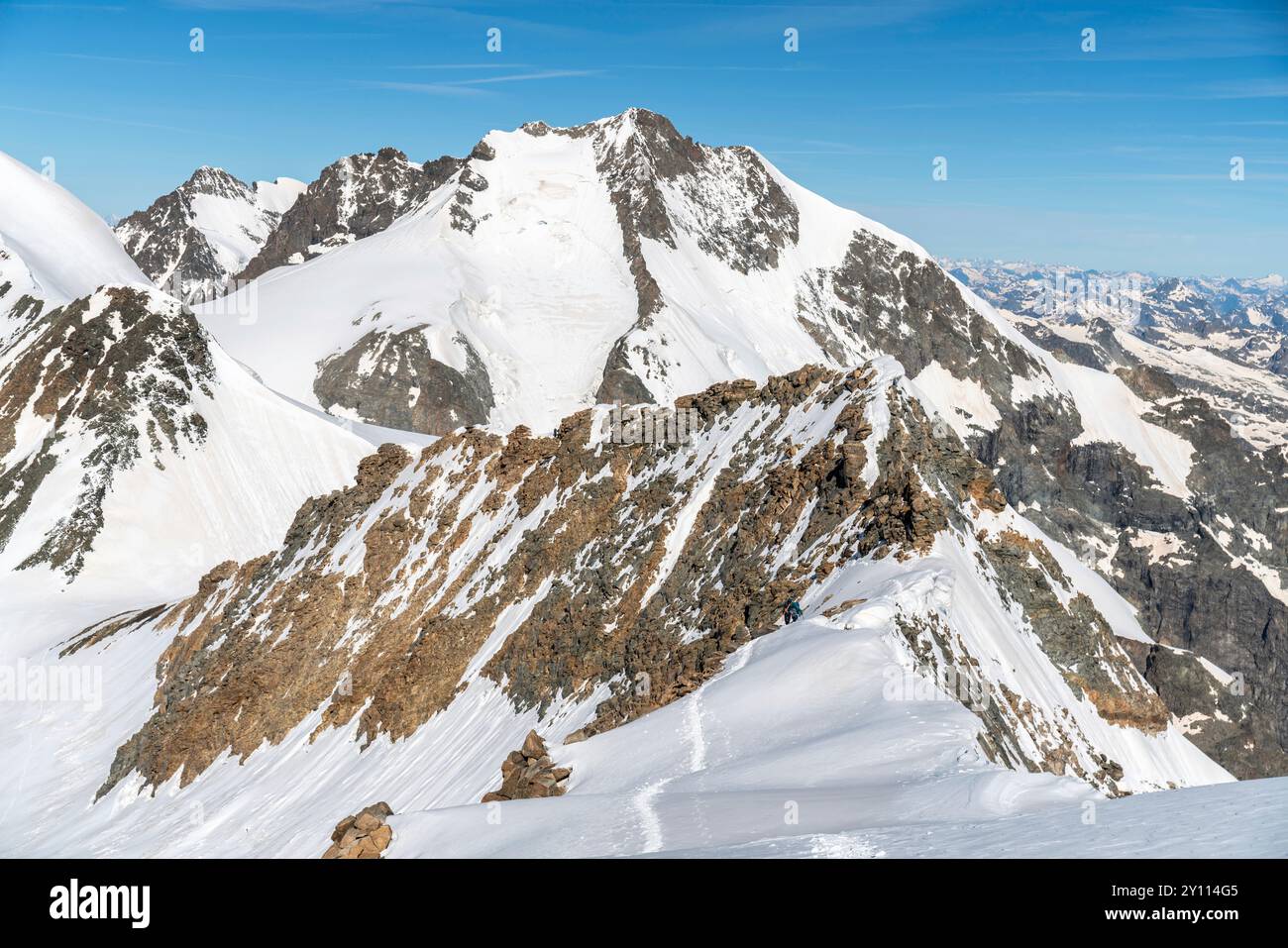 Spinas ridge with Piz Bernina Stock Photo - Alamy