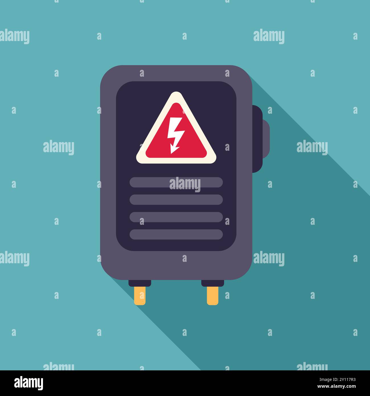 Electrical transformer box displaying a warning high voltage sign ...