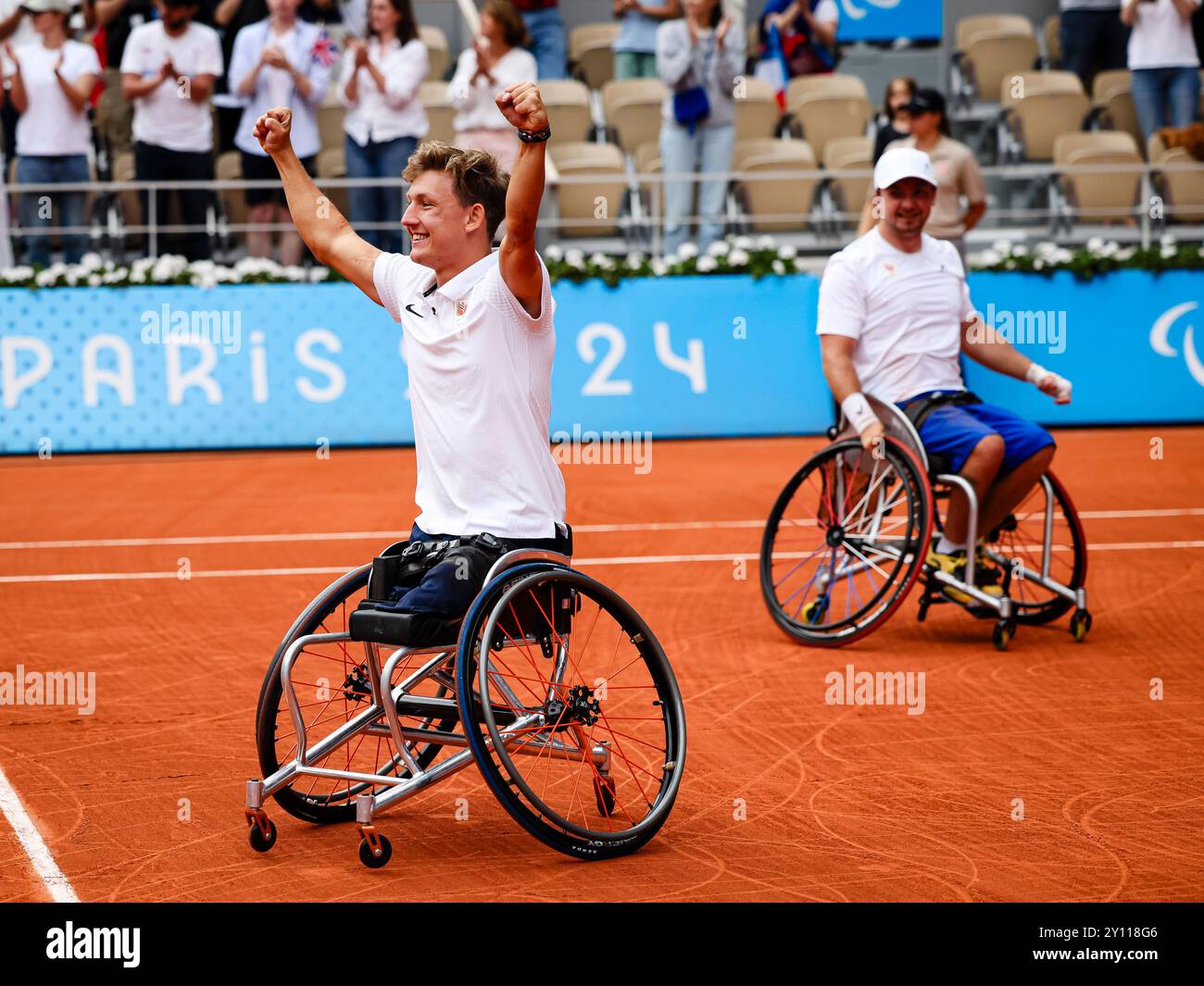Paris, Sept. 4, 2024, Paralympics wheelchair tennis event. Sam Schroder ...