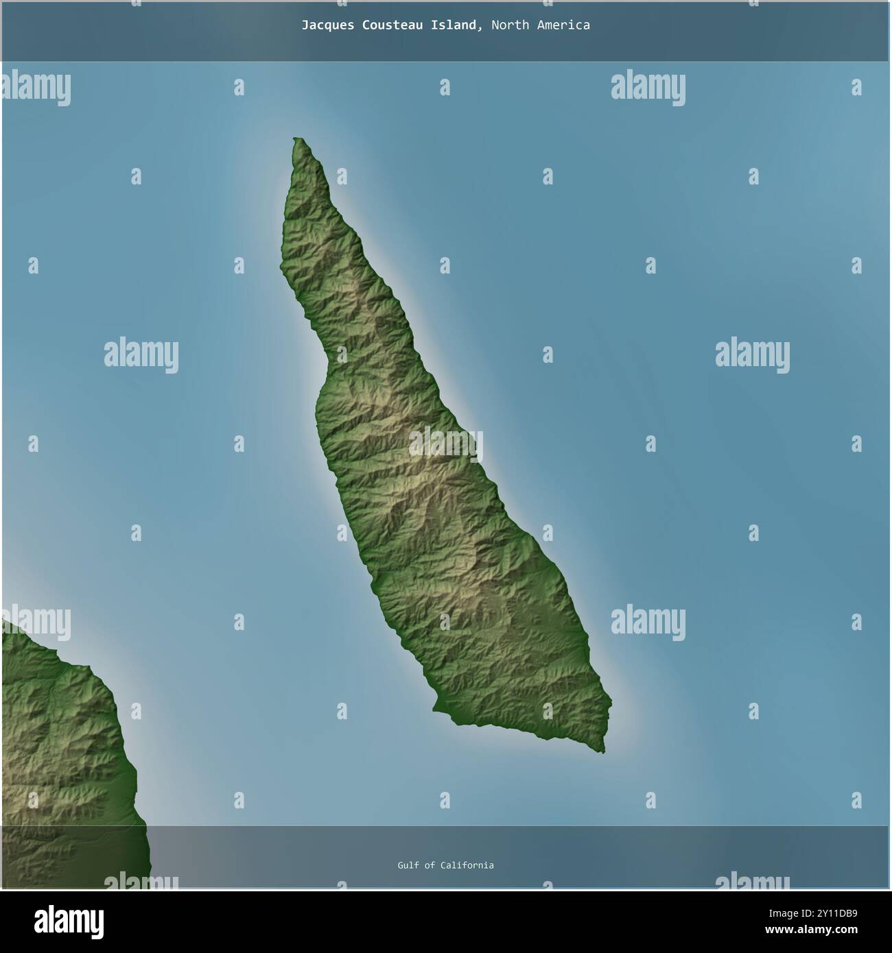 Isla jacques cousteau hi res stock - Jacques Cousteau Island In The Gulf Of California Belonging To Mexico Cropped To Square On A Colored Elevation Map 2Y11DB9