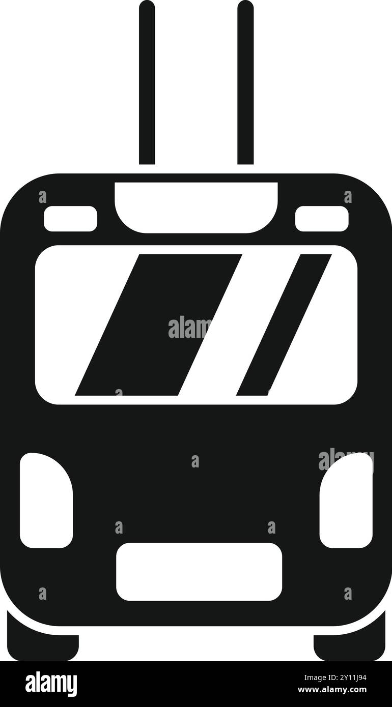 This simple icon of a trolleybus is set on a white background Stock ...