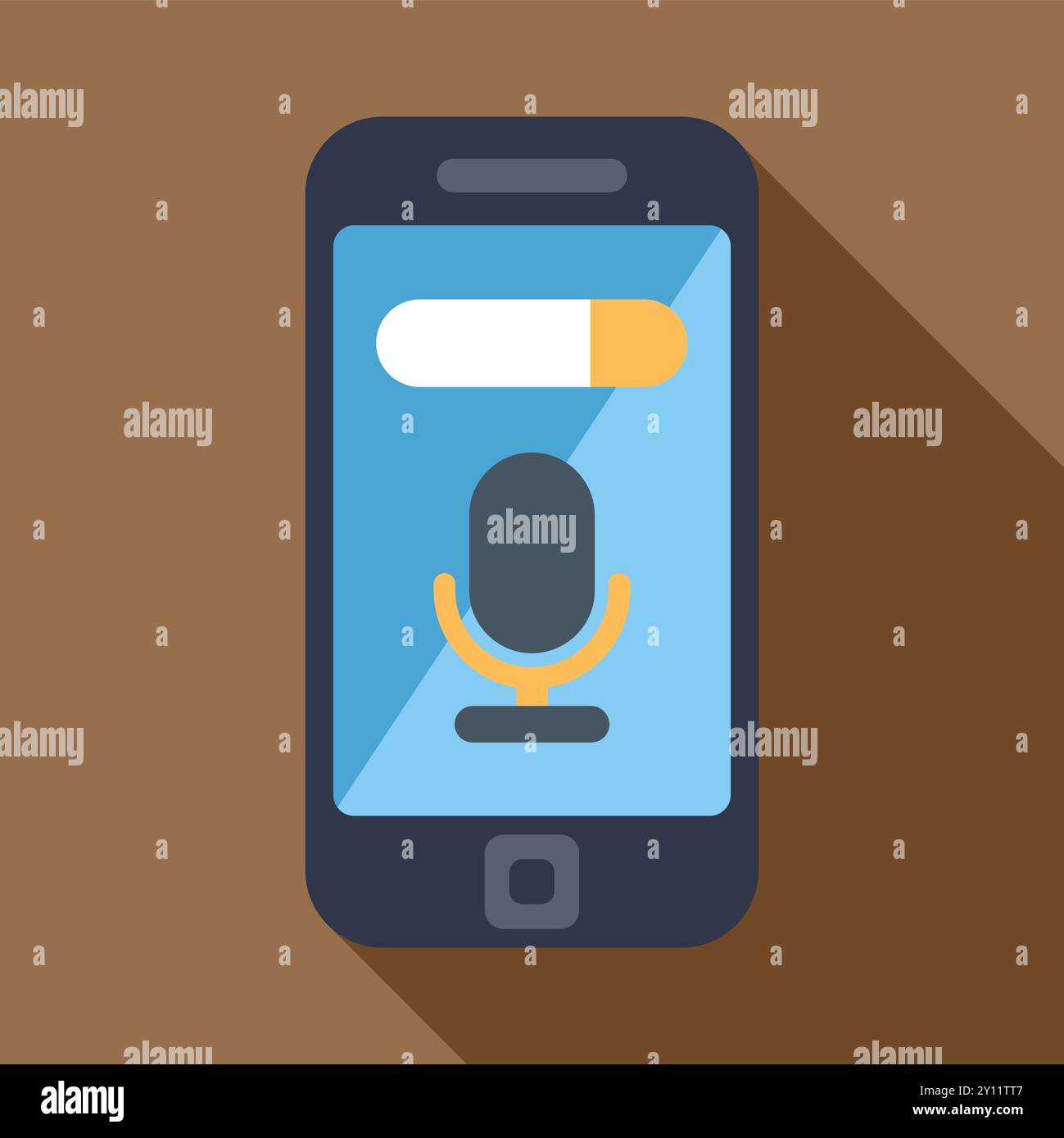 Smartphone displaying a microphone icon is recording an audio message Stock Vector