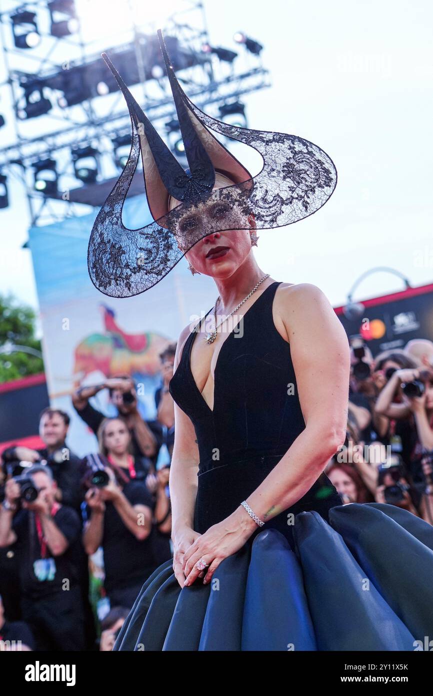 Venezia, Italia. 04th Sep, 2024. Lady Gaga attend the "Joker: Folie A Deux" red carpet at the 81st Venice International Film Festival on September 04, 2024 in Venice, Italy.(Photo by Gian Mattia Venezia, Italia. 04th Sep, 2024. Lady Gaga attend the "Joker: Folie A Deux" red carpet at the 81st Venice International Film Festival on September 04, 2024 in Venice, Italy.(Photo by Gian Mattia
