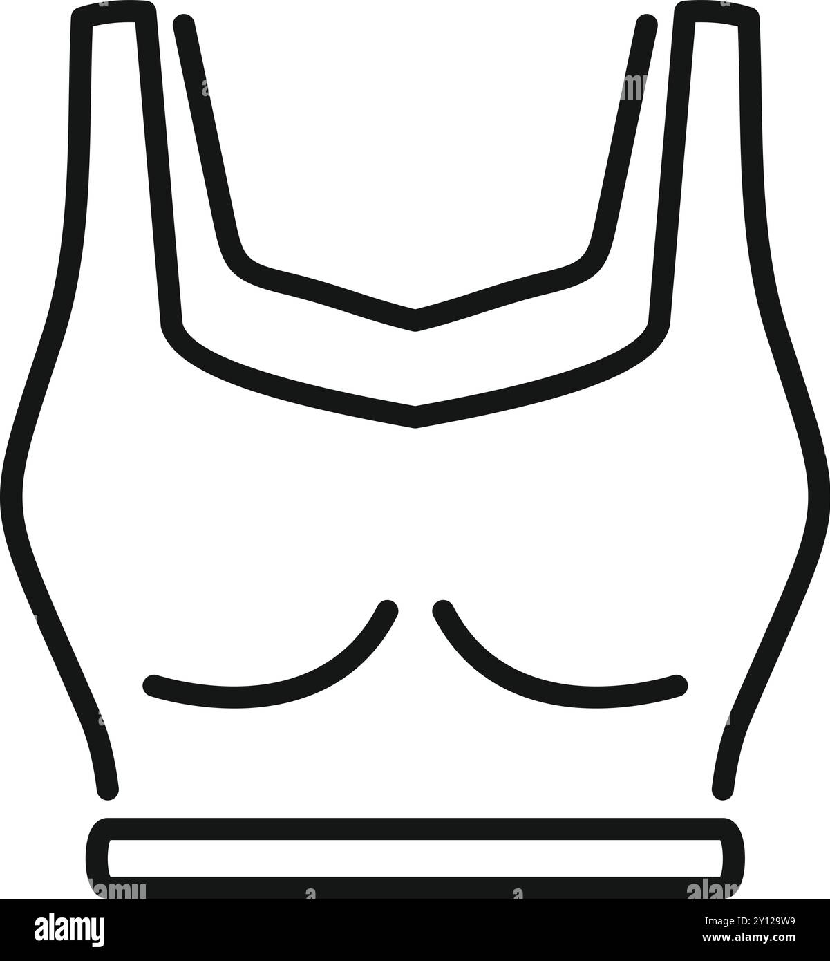 Simple black line vector icon representing a sports bra, perfect for ...