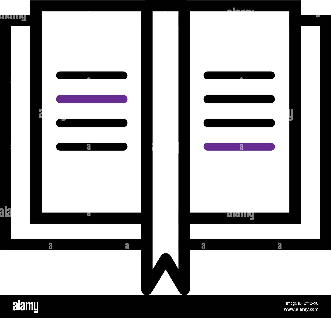 Open book icon with purple lines and black outlines Vector Stock Vector ...