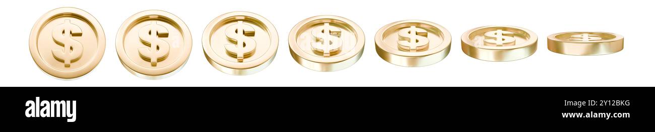 Golden coin set. Golden money. 3d rendering Stock Photo - Alamy