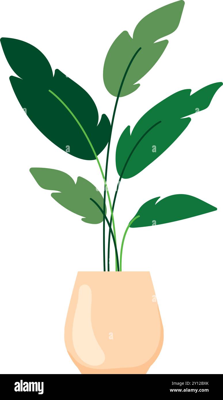 Green potted plant in simple cartoon style Vector Stock Vector Image ...